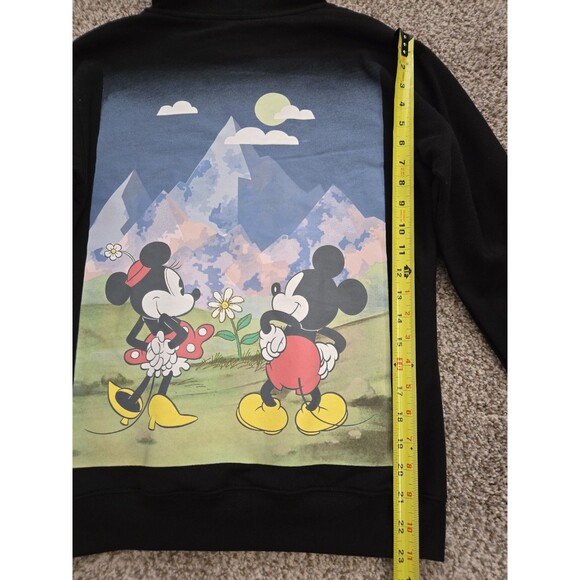 DISNEY MICKEY MOUSE Mickey & Minnie Black Sweatshirt Hoodie  S (4-6) *NWOT* - Picture 6 of 6